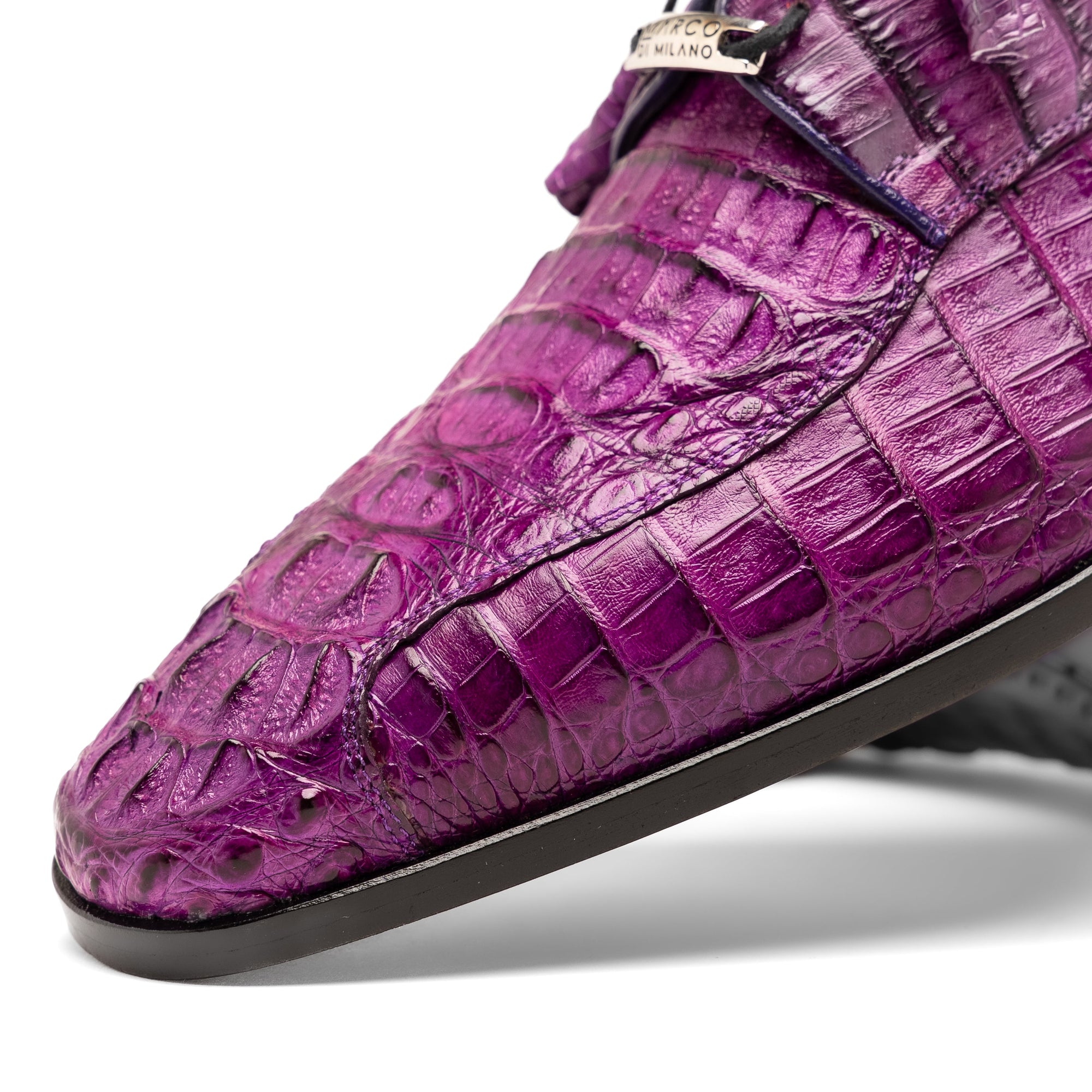 Apricena Genuine Caiman Crocodile Dress Derby's Shoes  Purple