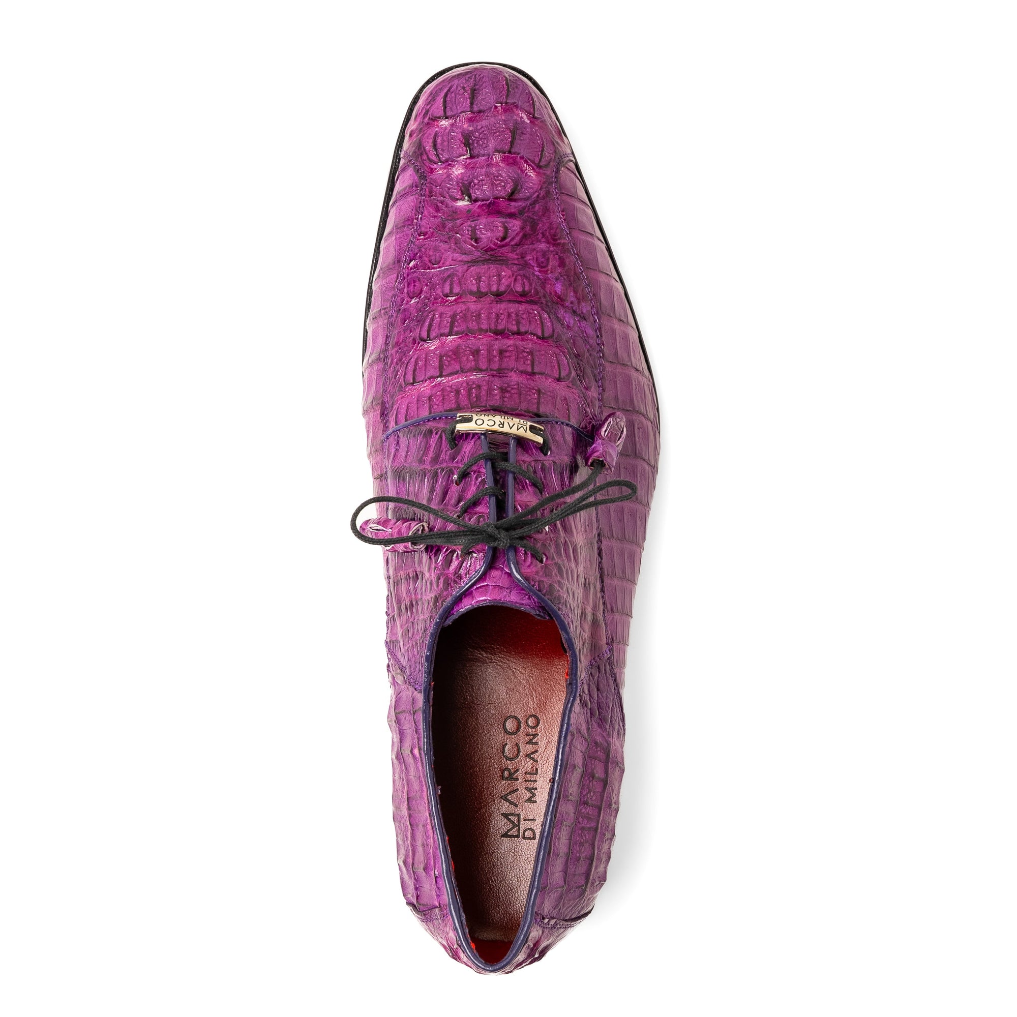 Apricena Genuine Caiman Crocodile Dress Derby's Shoes  Purple