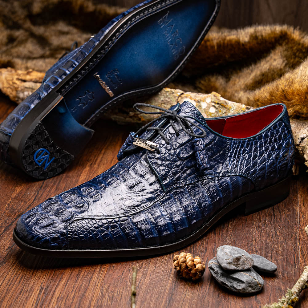 Marco Di Milano genuine caiman crocodile Shoes Apricena Midnight Blue