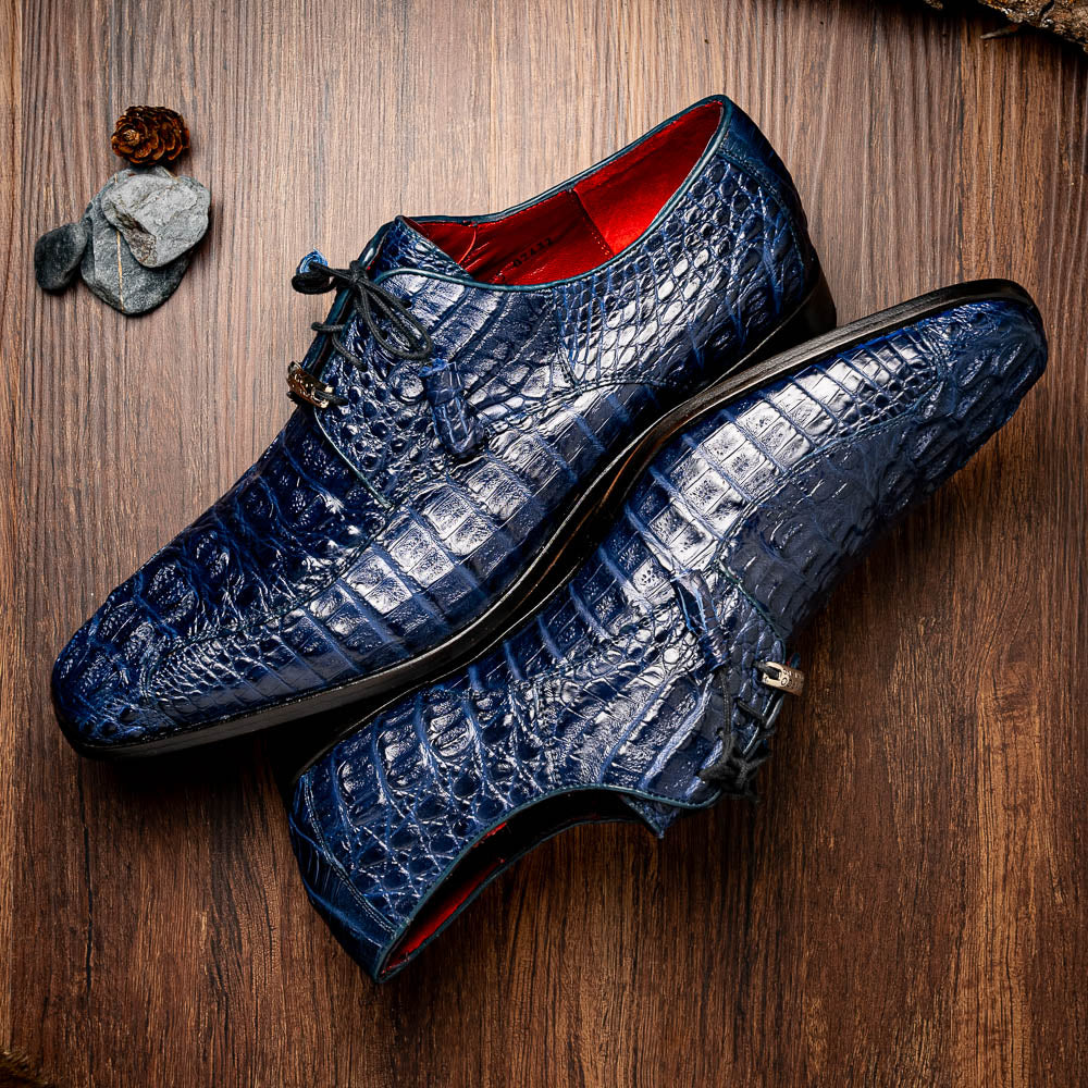 Marco Di Milano genuine caiman crocodile Shoes Apricena Midnight Blue