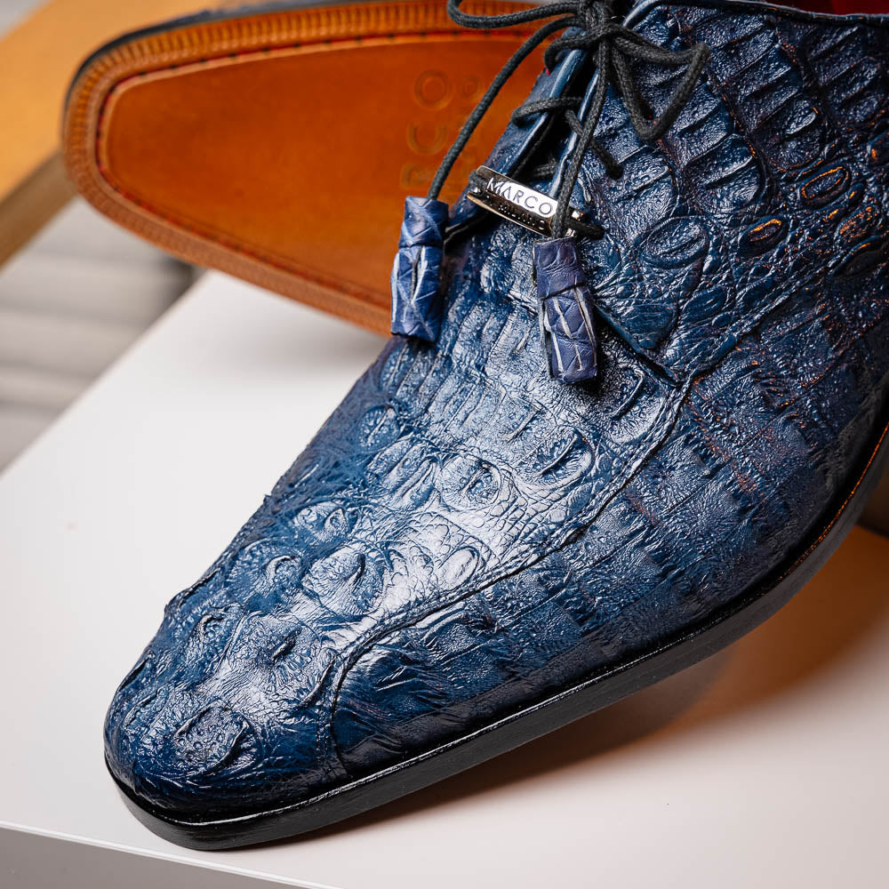 Apricena Genuine Caiman Crocodile Dress Derby's Shoes Navy
