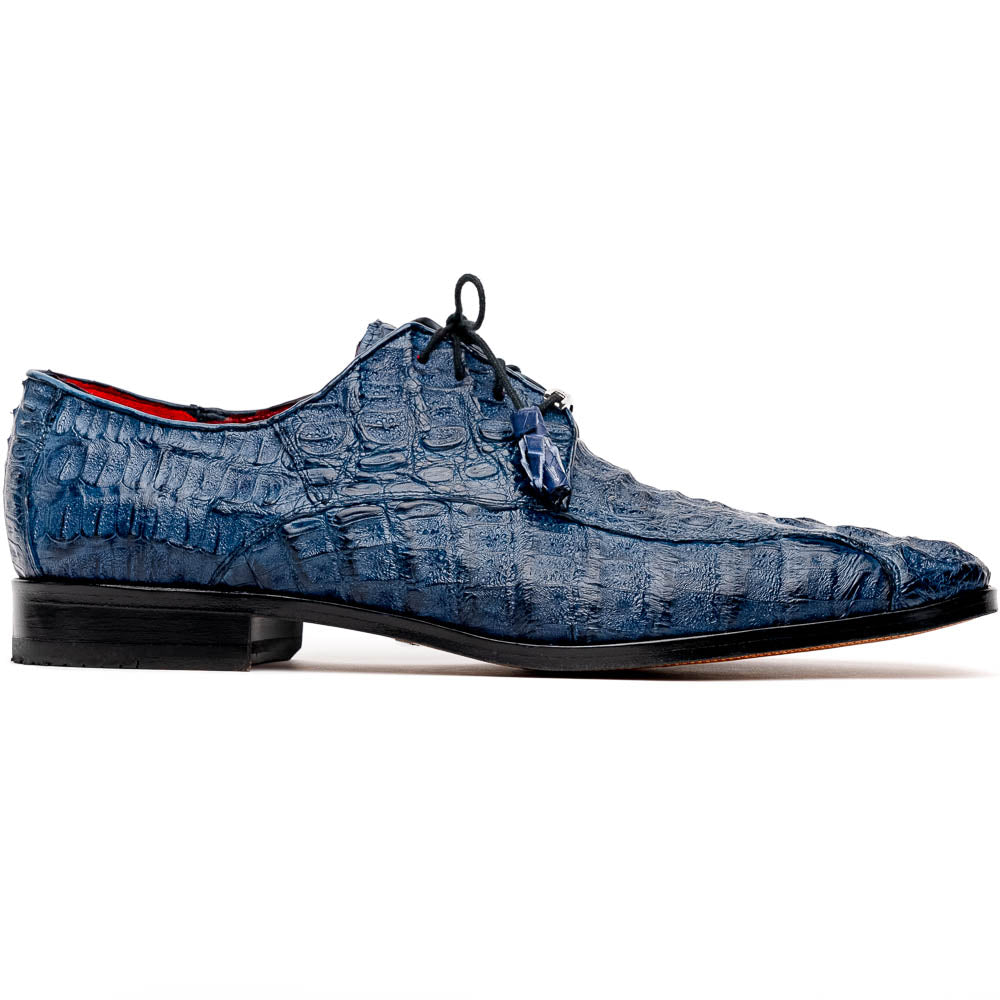 Apricena Genuine Caiman Crocodile Dress Derby's Shoes Navy