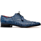 Apricena Genuine Caiman Crocodile Dress Derby's Shoes Navy