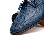 Apricena Genuine Caiman Crocodile Dress Derby's Shoes Navy