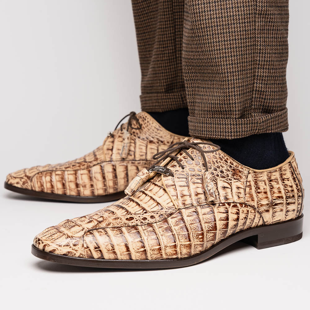 Apricena Genuine caiman Crocodile Dress Derby's Lace Up Rustic Orix