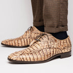 Apricena Genuine caiman Crocodile Dress Derby's Lace Up Rustic Orix