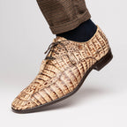 Apricena Genuine caiman Crocodile Dress Derby's Lace Up Rustic Orix