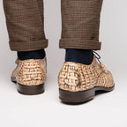 Apricena Genuine caiman Crocodile Dress Derby's Lace Up Rustic Orix
