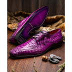 Apricena Genuine Caiman Crocodile Dress Derby's Shoes  Purple