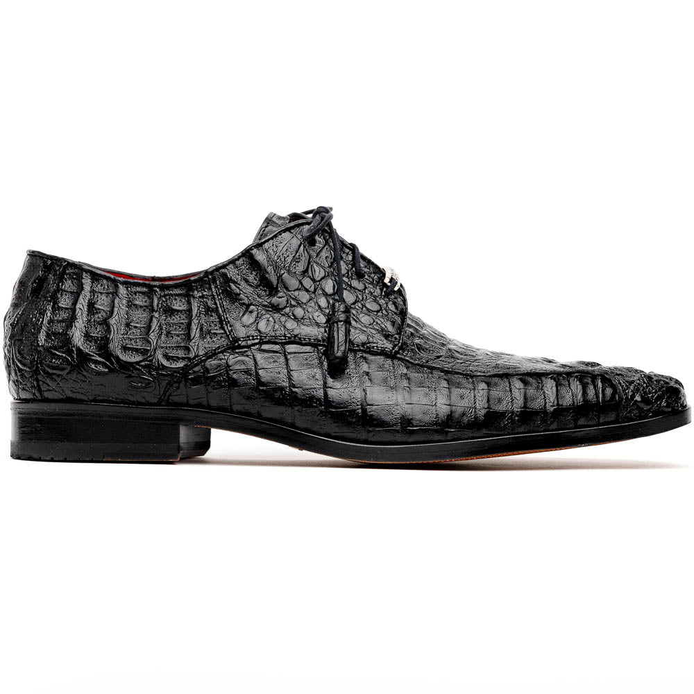 Apricena Genuine Caiman Crocodile Dress Derby's Shoes Black