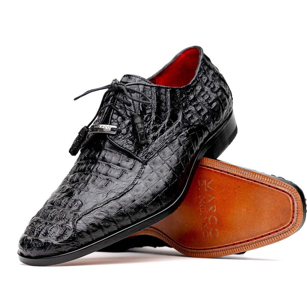 Apricena Genuine Caiman Crocodile Dress Derby's Shoes Black