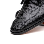 Apricena Genuine Caiman Crocodile Dress Derby's Shoes Black