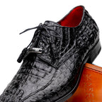 Apricena Genuine Caiman Crocodile Dress Derby's Shoes Black