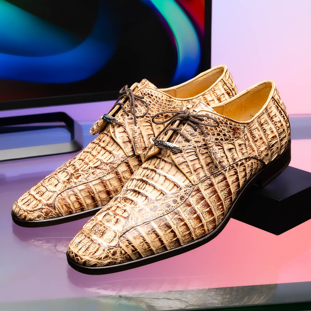Apricena Genuine caiman Crocodile Dress Derby's Lace Up Rustic Orix