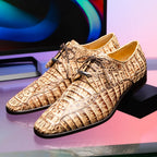Apricena Genuine caiman Crocodile Dress Derby's Lace Up Rustic Orix