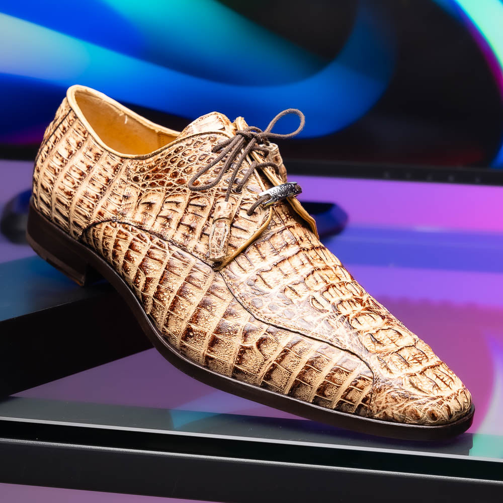 Apricena Genuine caiman Crocodile Dress Derby's Lace Up Rustic Orix