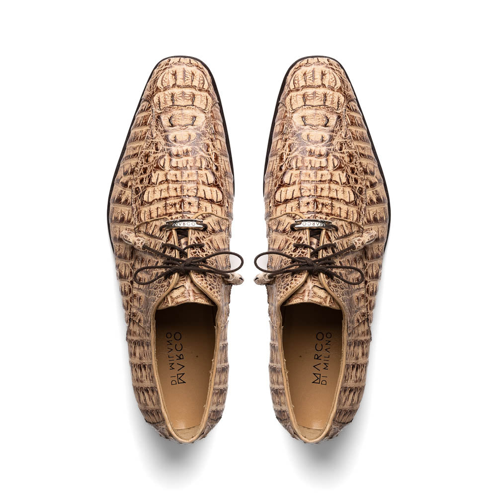 Apricena Genuine caiman Crocodile Dress Derby's Lace Up Rustic Orix