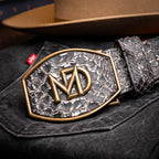 Arkansas Genuine Snake Skin Western Belt Antique Charcoal Gray Newspaper