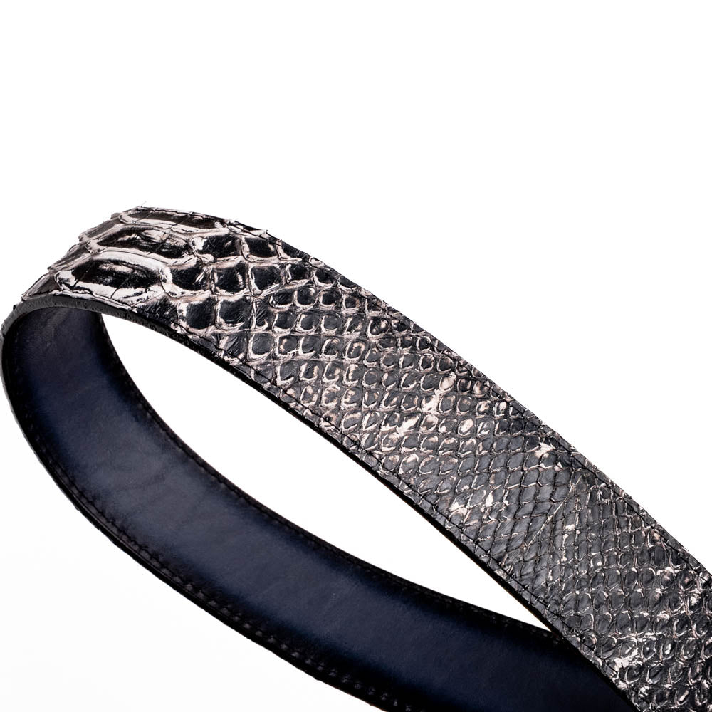 Arkansas Genuine Snake Skin Western Belt Antique Charcoal Gray Newspaper