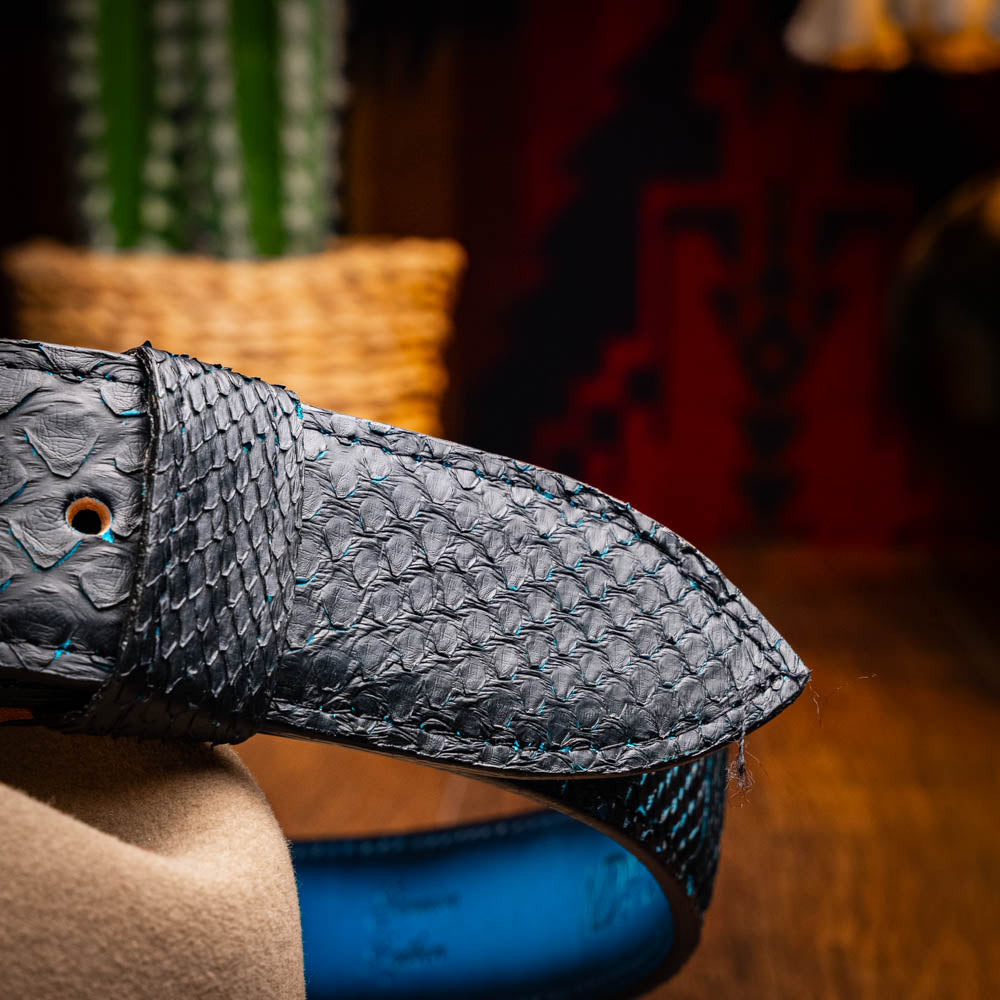 Arkansas Genuine Snake Western Belt Black / Blue