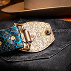 Arkansas Genuine Snake Western Belt Black / Blue
