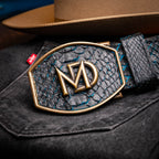 Arkansas Genuine Snake Western Belt Black / Blue