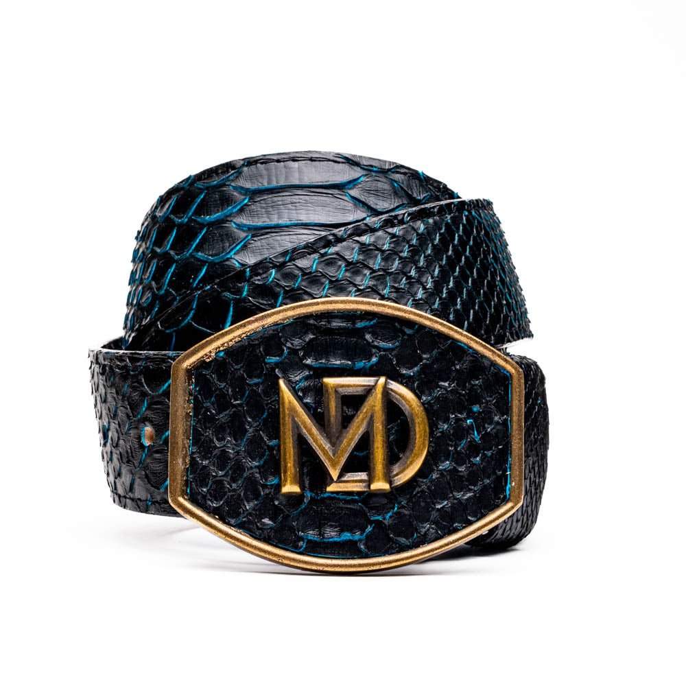 Arkansas Genuine Snake Western Belt Black / Blue