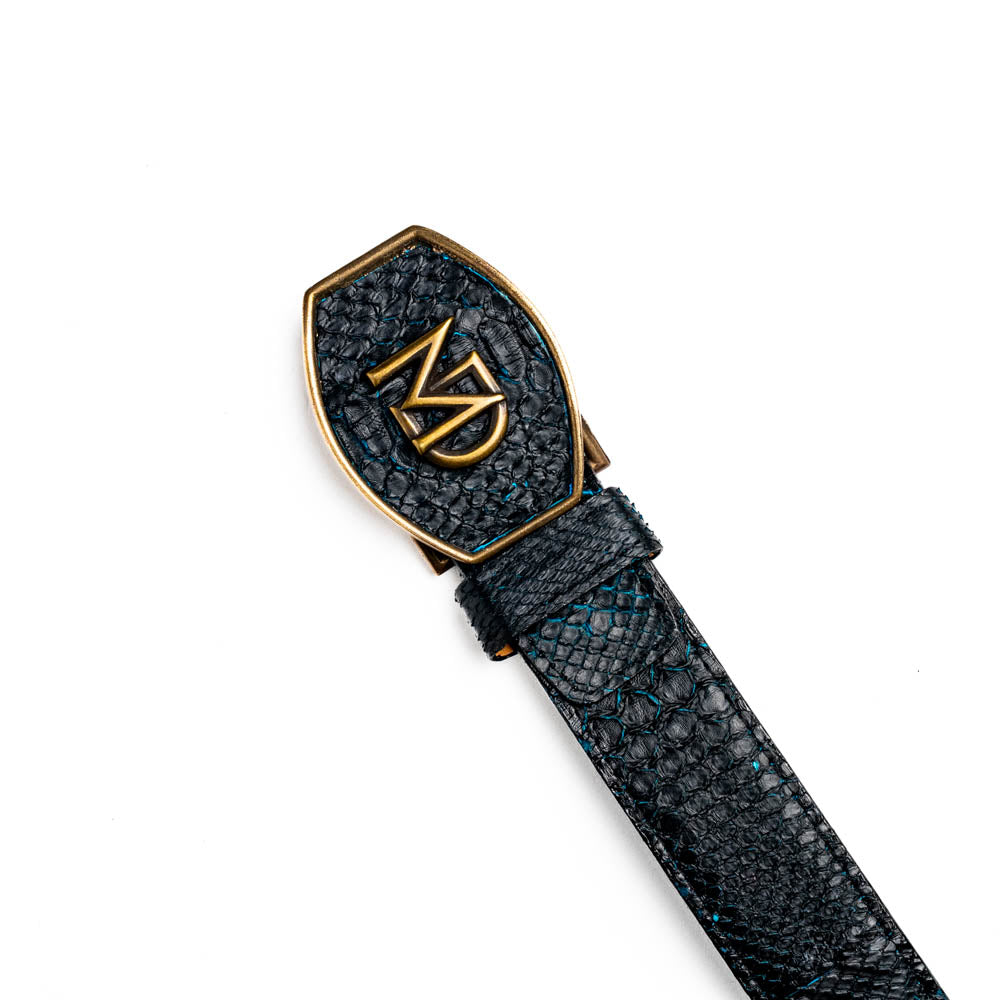 Arkansas Genuine Snake Western Belt Black / Blue