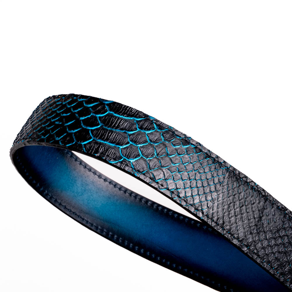 Arkansas Genuine Snake Western Belt Black / Blue