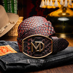 Men's Arkansas Genuine Snake Skin Belt BlackCherry