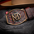 Men's Arkansas Genuine Snake Skin Belt BlackCherry