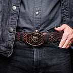 Men's Arkansas Genuine Snake Skin Belt BlackCherry