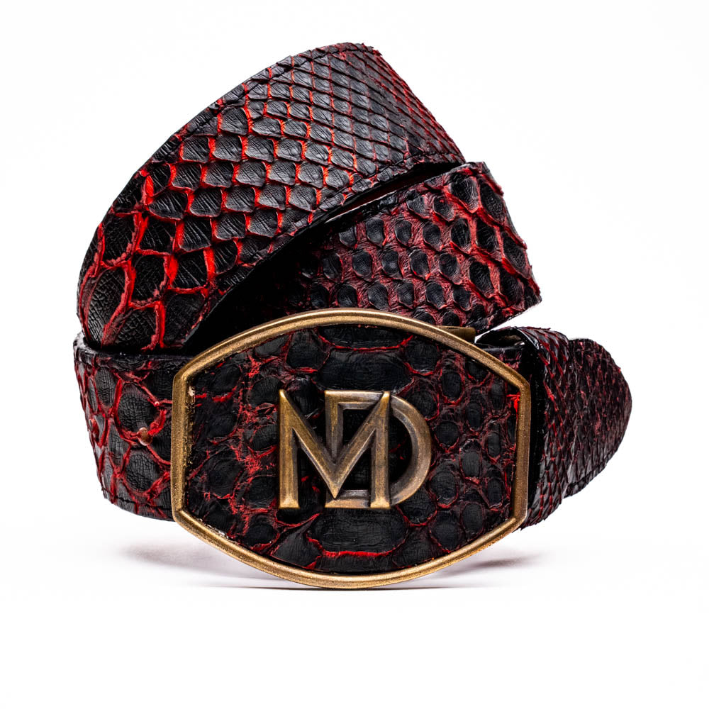 Men's Arkansas Genuine Snake Skin Belt BlackCherry