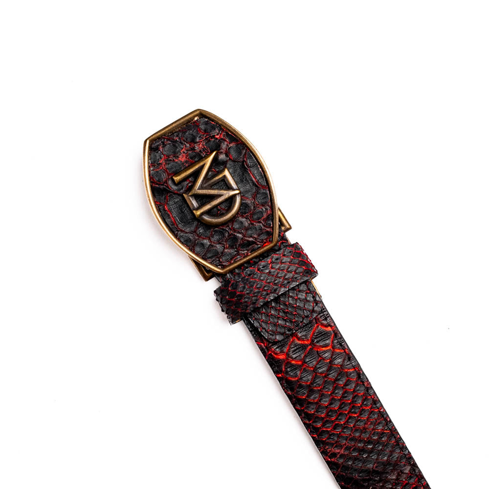 Men's Arkansas Genuine Snake Skin Belt BlackCherry