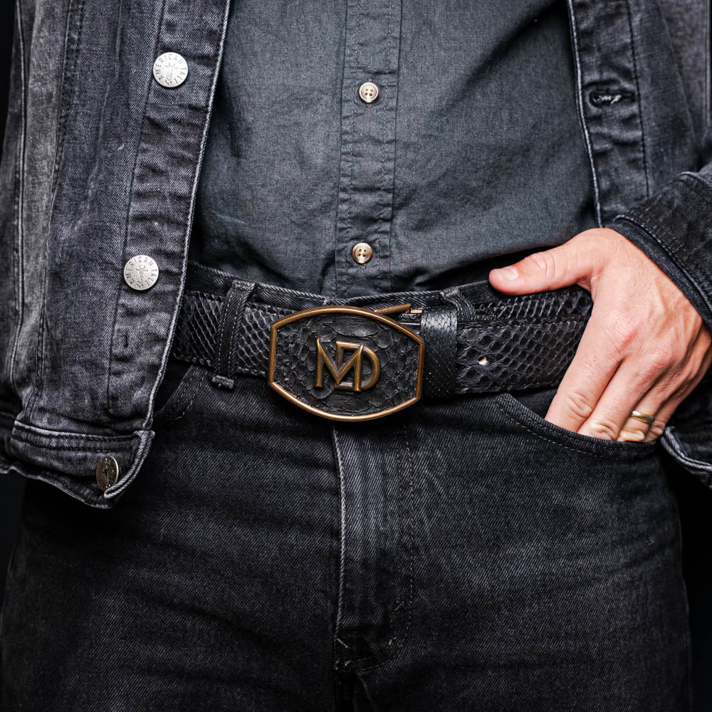 Arkansas Belt Genuine Snake Skin Western Dressy Casual Black