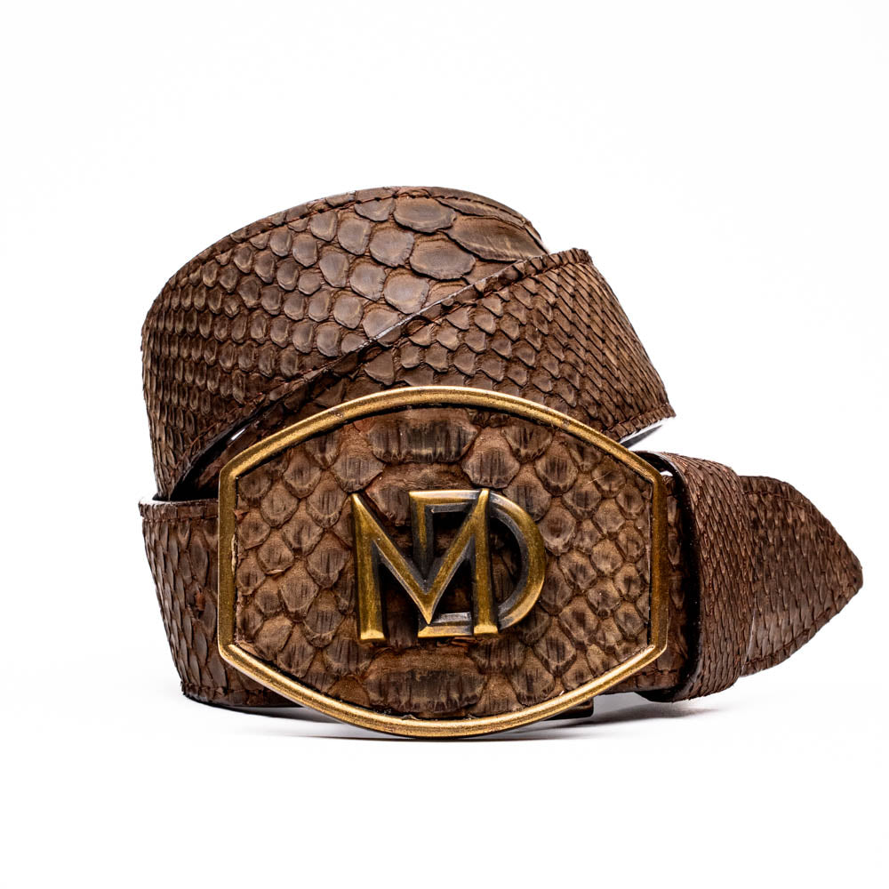Arkansas Genuine Snake Skin Western Belt Brown