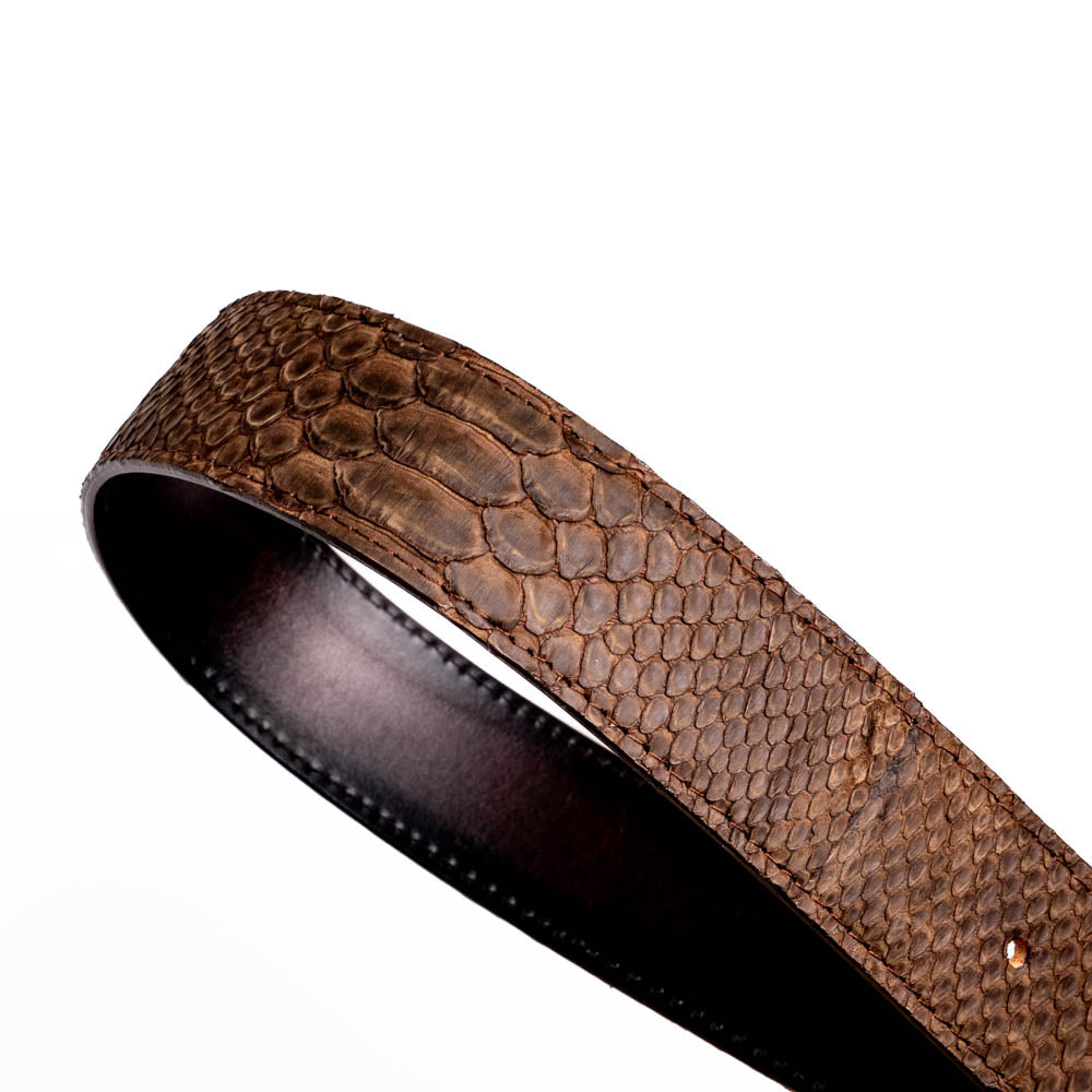 Arkansas Genuine Snake Skin Western Belt Brown