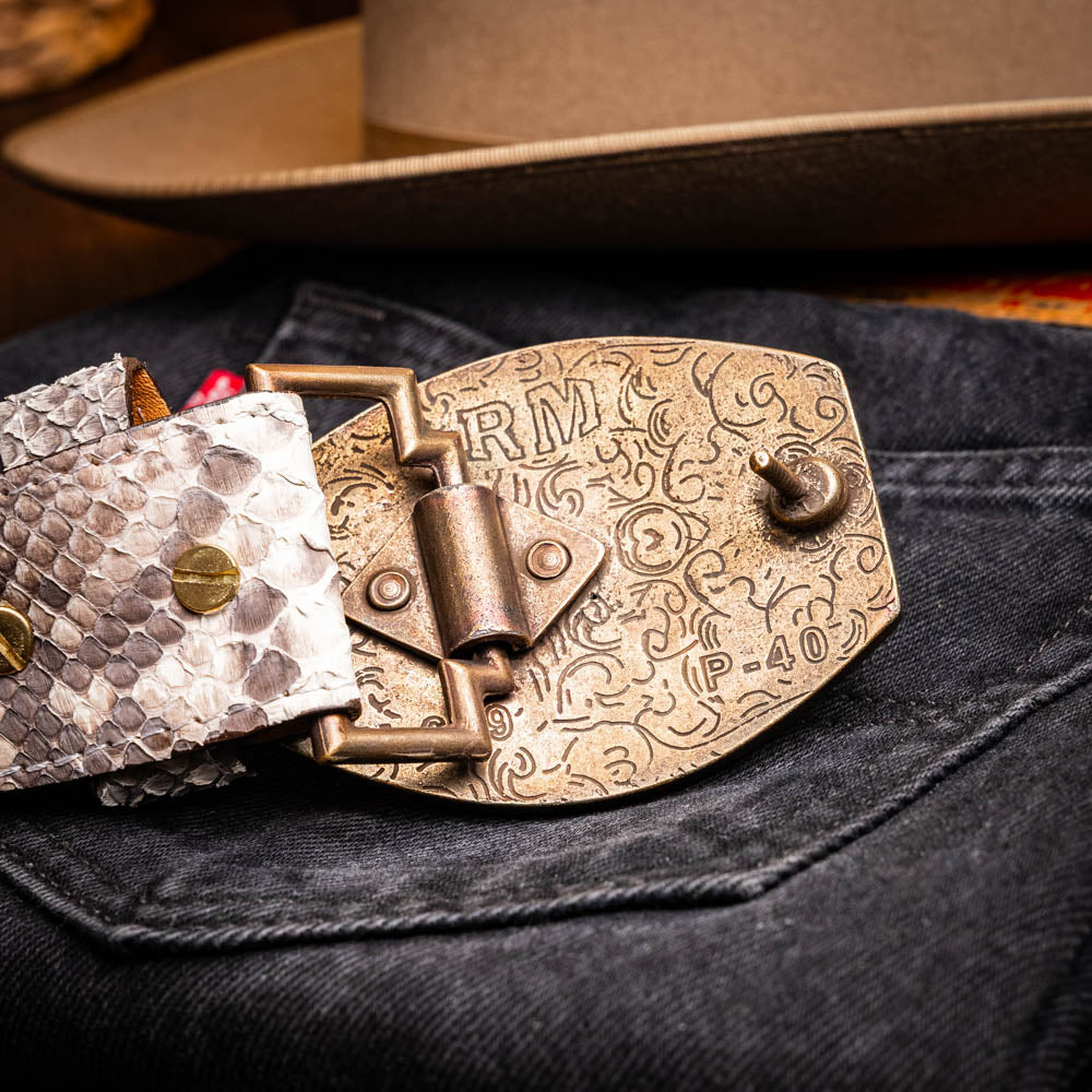 Marco Di Milano Genuine Python Skin Western Belt Arkansas Natural
