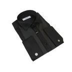 Men CEREMONIA Formal Cotton Shirt Wingtip Slim Fit Turkey #ATD 15 Black Corded