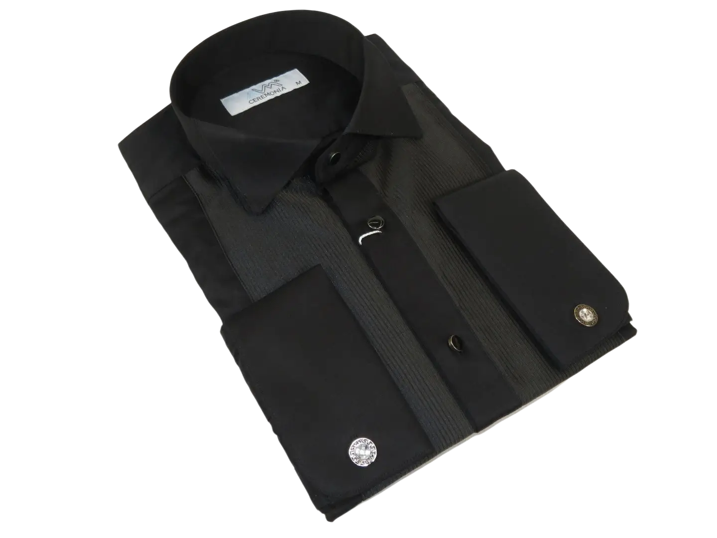 Men CEREMONIA Formal Cotton Shirt Wingtip Slim Fit Turkey #ATD 15 Black Corded