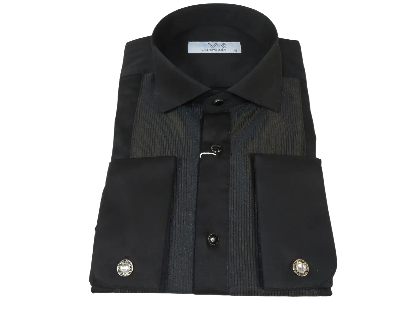 Men CEREMONIA Formal Cotton Shirt Wingtip Slim Fit Turkey #ATD 15 Black Corded