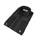 Men CEREMONIA Formal Cotton Shirt Wingtip Slim Fit Turkey #ATD 15 Black Corded