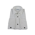 Men CEREMONIA Formal Cotton Shirt Wingtip Slim Fit Turkey #ATF 13 White Ruffle