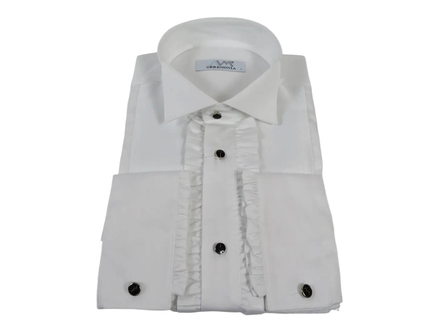 Men CEREMONIA Formal Cotton Shirt Wingtip Slim Fit Turkey #ATF 13 White Ruffle
