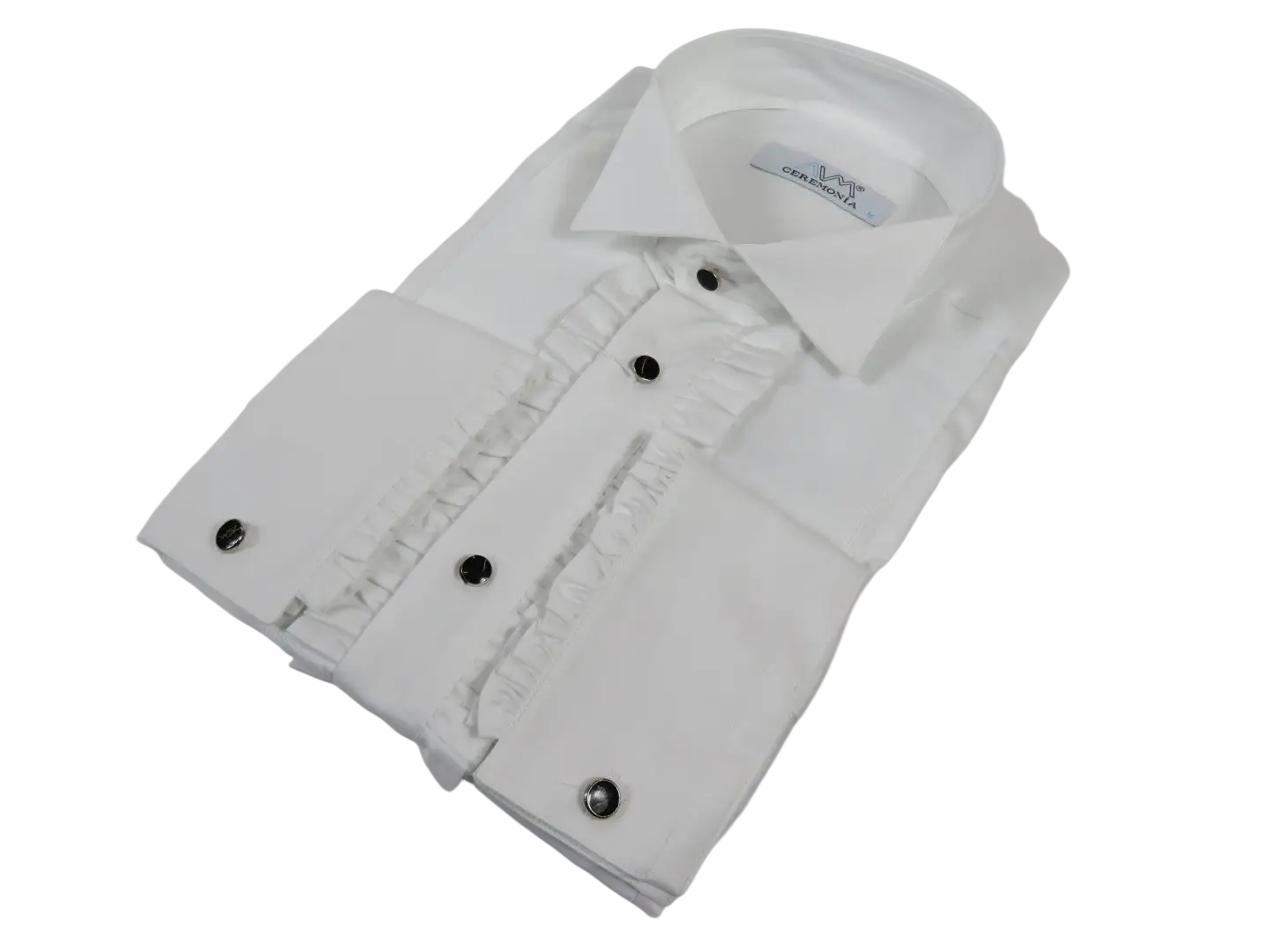 Men CEREMONIA Formal Cotton Shirt Wingtip Slim Fit Turkey #ATF 13 White Ruffle