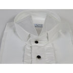 Men CEREMONIA Formal Cotton Shirt Wingtip Slim Fit Turkey #ATF 13 White Ruffle