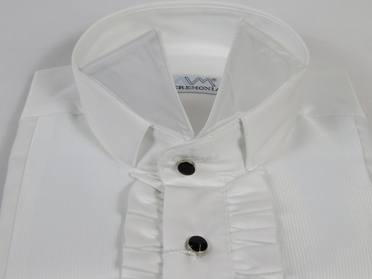 Men CEREMONIA Formal Cotton Shirt Wingtip Slim Fit Turkey #ATF 13 White Ruffle