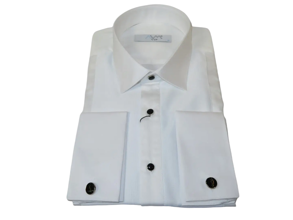 Men CEREMONIA Formal Tux Cotton Shirt Slim Fit Turkey #ATK 013 White Corded