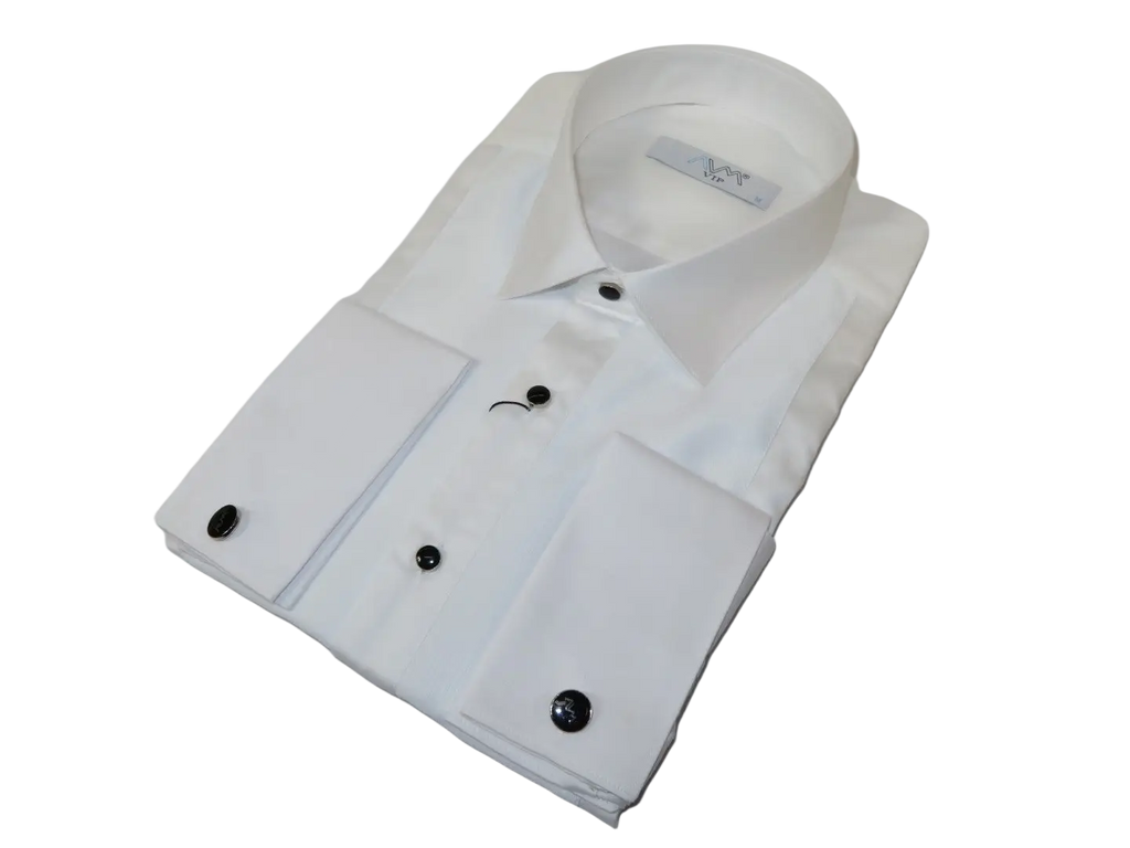 Men CEREMONIA Formal Tux Cotton Shirt Slim Fit Turkey #ATK 013 White Corded