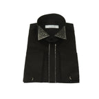 Men CEREMONIA Formal Cotton Shirt Rhinestone Slim Fit Turkey #ATS 115 Black